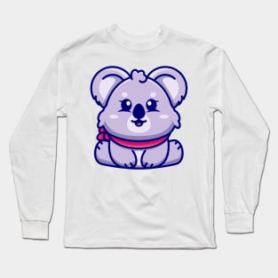 Cute baby koala sitting cartoon illustration Long Sleeve T-Shirt